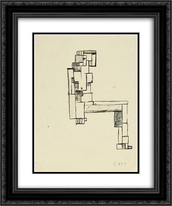 Female nude with hand on her head 20x24 Black Ornate Wood Framed Art Print Poster with Double Matting by Doesburg, Theo van