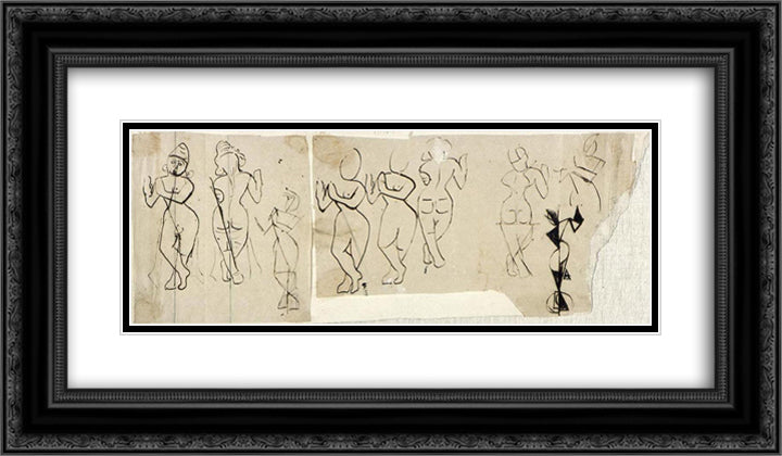 Krishna playing a flute 24x14 Black Ornate Wood Framed Art Print Poster with Double Matting by Doesburg, Theo van
