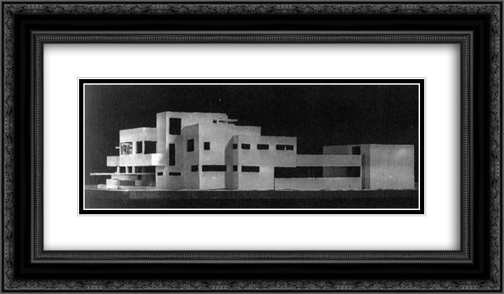Model of mansion 24x14 Black Ornate Wood Framed Art Print Poster with Double Matting by Doesburg, Theo van