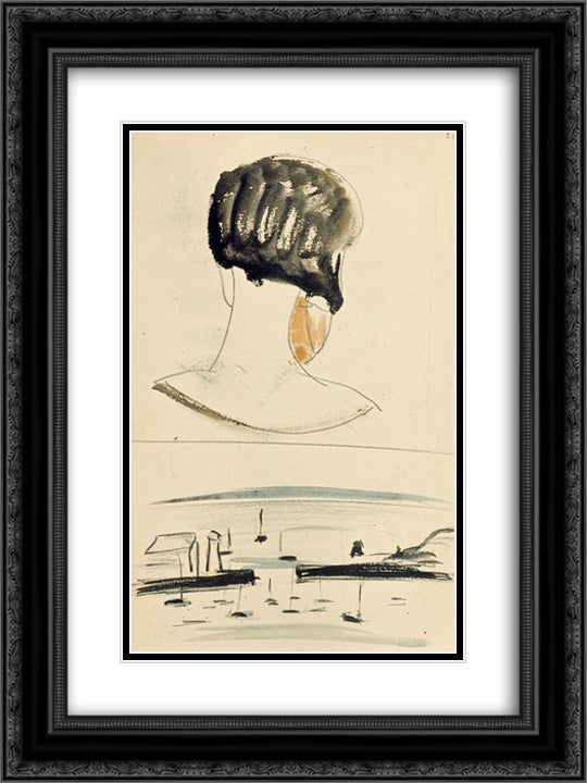 Nelly van Doesburg Viewed from behind, and a harbor scene 18x24 Black Ornate Wood Framed Art Print Poster with Double Matting by Doesburg, Theo van
