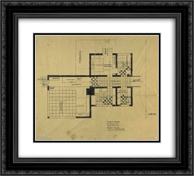 Project of house-studio 22x20 Black Ornate Wood Framed Art Print Poster with Double Matting by Doesburg, Theo van