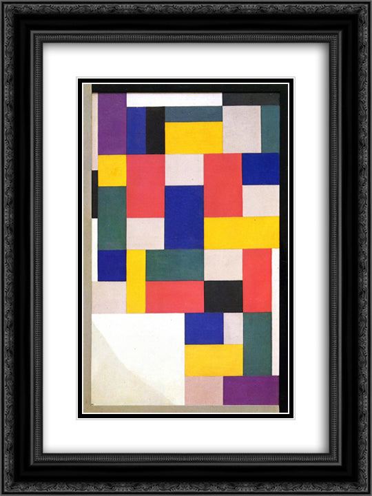Pure painting 18x24 Black Ornate Wood Framed Art Print Poster with Double Matting by Doesburg, Theo van
