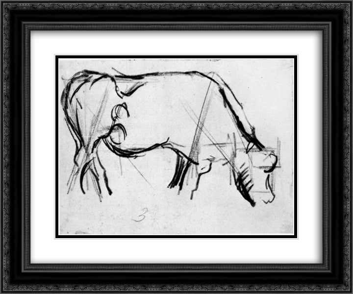 Study for Composition VIII (The Cow) 24x20 Black Ornate Wood Framed Art Print Poster with Double Matting by Doesburg, Theo van