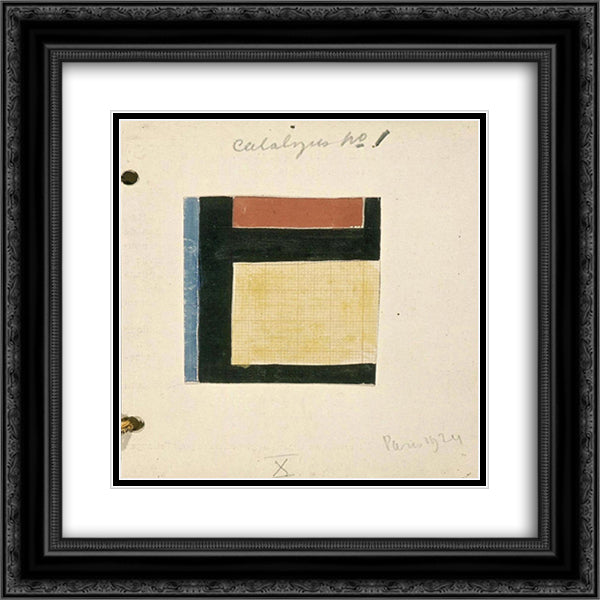 Study for Counter composition X 20x20 Black Ornate Wood Framed Art Print Poster with Double Matting by Doesburg, Theo van