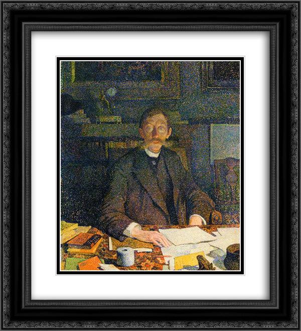 Emile Verhaeren in His Study 20x22 Black Ornate Wood Framed Art Print Poster with Double Matting by Rysselberghe, Theo van