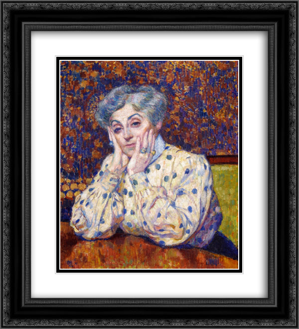 Madame Theo van Rysselberghe 20x22 Black Ornate Wood Framed Art Print Poster with Double Matting by Rysselberghe, Theo van