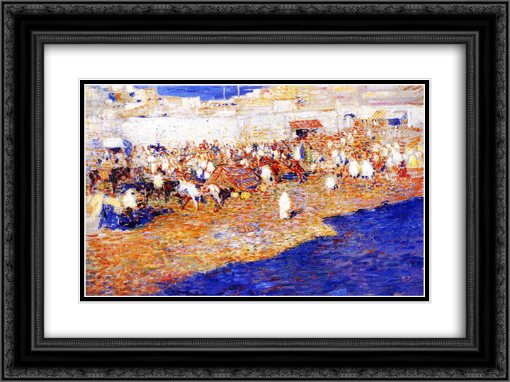 Maroccan Market 24x18 Black Ornate Wood Framed Art Print Poster with Double Matting by Rysselberghe, Theo van