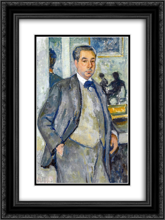 Roger Martin du Gard 18x24 Black Ornate Wood Framed Art Print Poster with Double Matting by Rysselberghe, Theo van