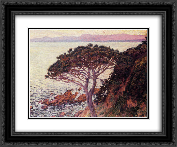 Sunset 24x20 Black Ornate Wood Framed Art Print Poster with Double Matting by Rysselberghe, Theo van