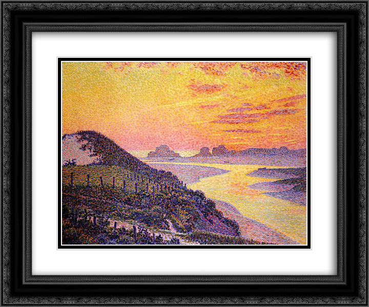 Sunset at Ambletsuse 24x20 Black Ornate Wood Framed Art Print Poster with Double Matting by Rysselberghe, Theo van