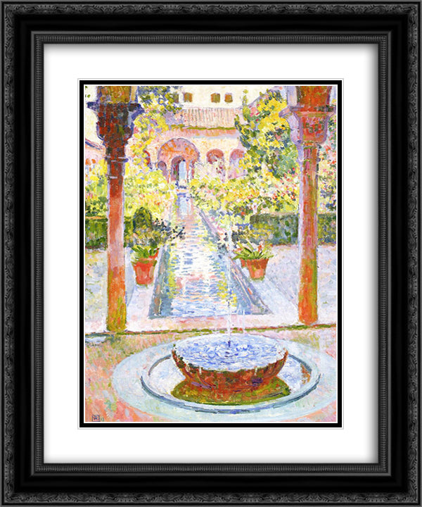 The Gardens of Generalife in Grenada 20x24 Black Ornate Wood Framed Art Print Poster with Double Matting by Rysselberghe, Theo van