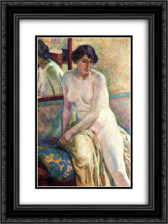 Venetian Woman (Marcella) 18x24 Black Ornate Wood Framed Art Print Poster with Double Matting by Rysselberghe, Theo van