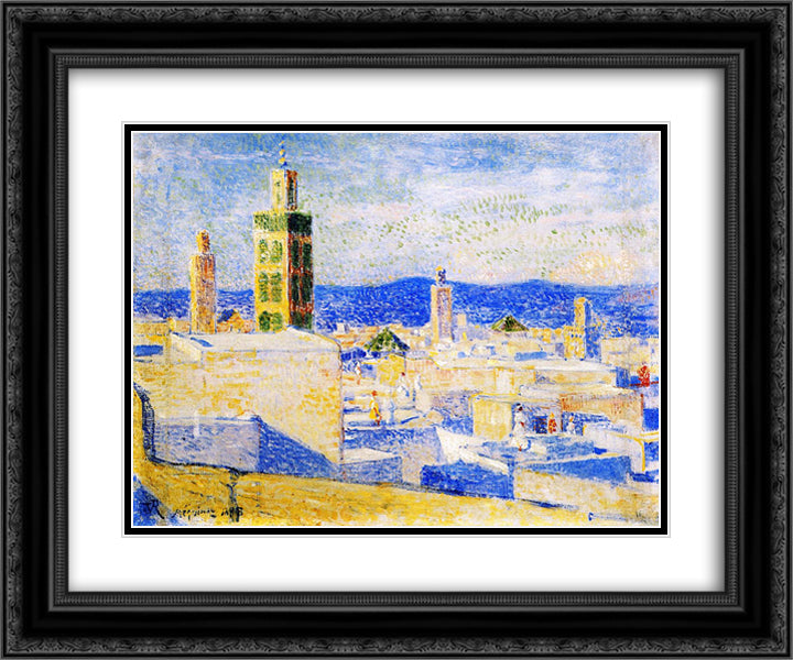 View of Meknes 24x20 Black Ornate Wood Framed Art Print Poster with Double Matting by Rysselberghe, Theo van