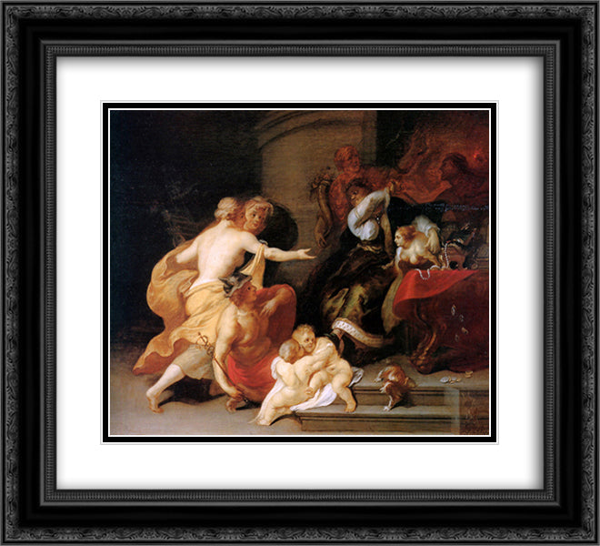 Discord Expels Art and Science 22x20 Black Ornate Wood Framed Art Print Poster with Double Matting by Thulden, Theodoor van