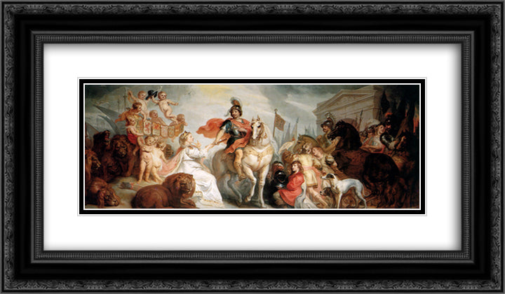 Dutch Virgin and Frederik 24x14 Black Ornate Wood Framed Art Print Poster with Double Matting by Thulden, Theodoor van