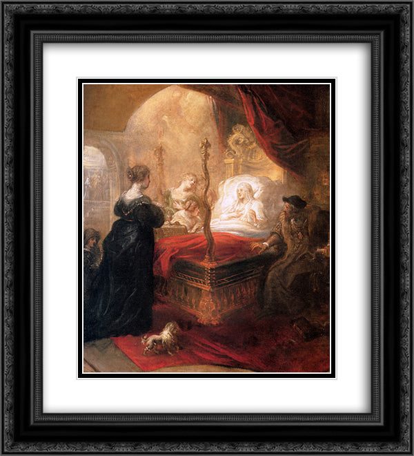 Holy Franciscus Announces Birth of Son 20x22 Black Ornate Wood Framed Art Print Poster with Double Matting by Thulden, Theodoor van