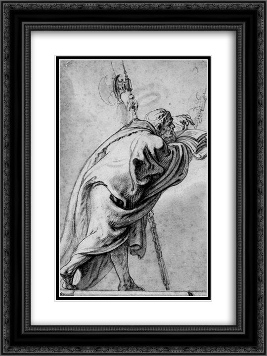 Holy Man 18x24 Black Ornate Wood Framed Art Print Poster with Double Matting by Thulden, Theodoor van