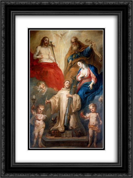 Holy Trinity 18x24 Black Ornate Wood Framed Art Print Poster with Double Matting by Thulden, Theodoor van