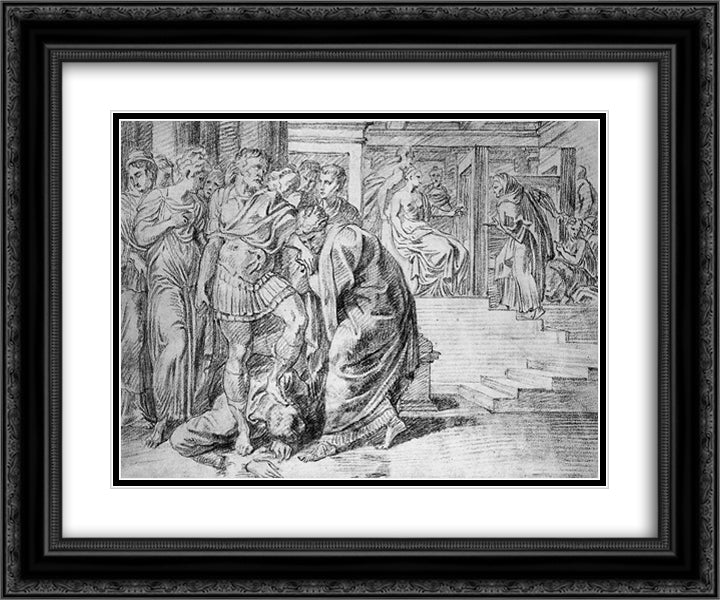 Penelope Announces Odyseus's Return 24x20 Black Ornate Wood Framed Art Print Poster with Double Matting by Thulden, Theodoor van
