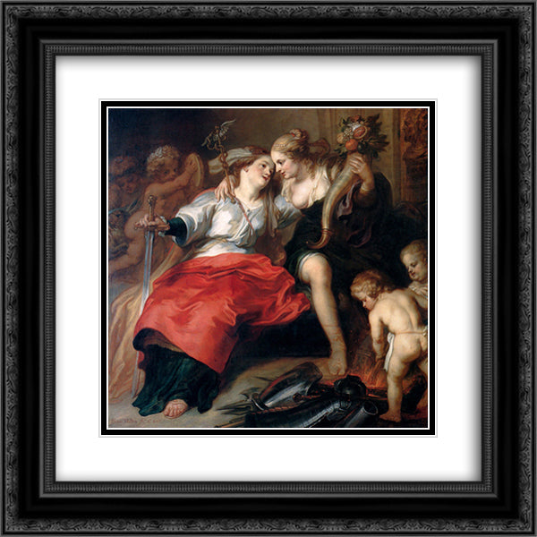 Return of Peace 20x20 Black Ornate Wood Framed Art Print Poster with Double Matting by Thulden, Theodoor van