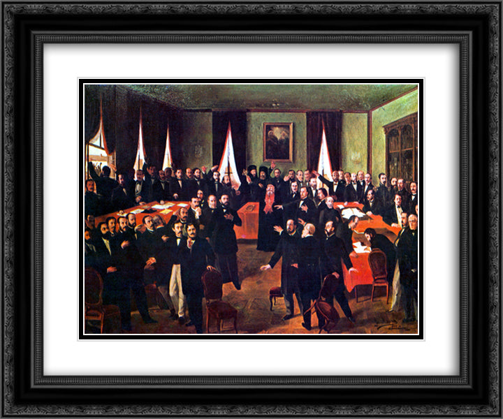 Proclaiming the Union 24x20 Black Ornate Wood Framed Art Print Poster with Double Matting by Aman, Theodor