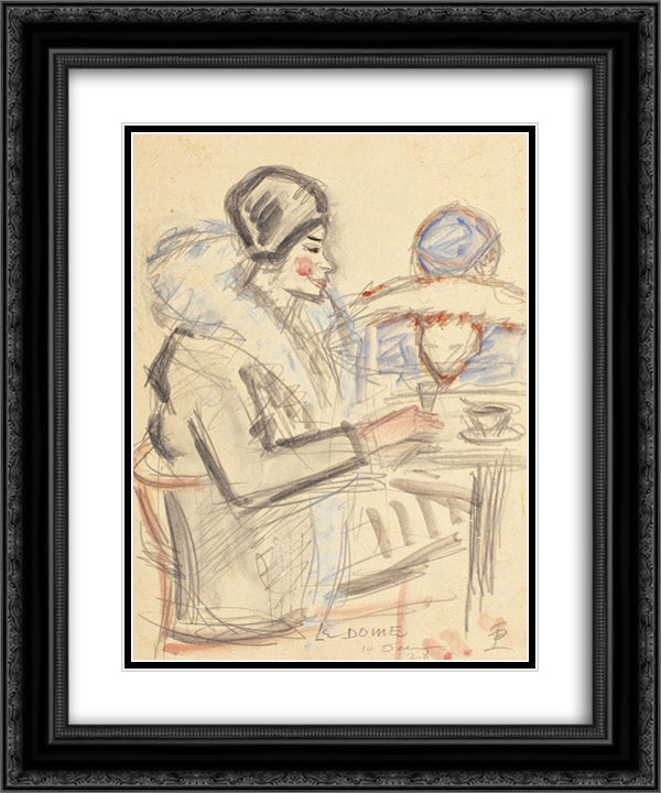Cafe du Dome 20x24 Black Ornate Wood Framed Art Print Poster with Double Matting by Pallady, Theodor
