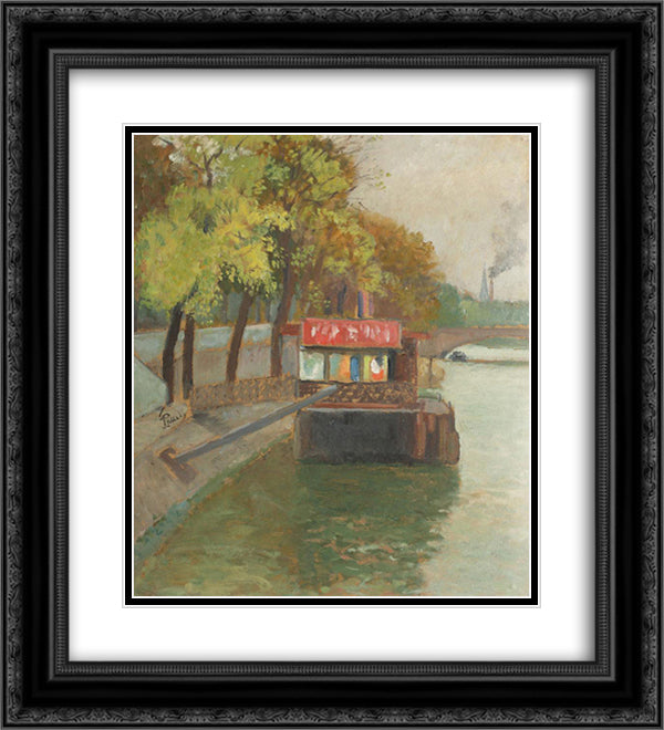 Debarcader pe Sena, dinspre Belleville 20x22 Black Ornate Wood Framed Art Print Poster with Double Matting by Pallady, Theodor
