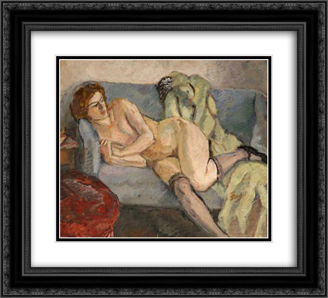 Nu 22x20 Black Ornate Wood Framed Art Print Poster with Double Matting by Pallady, Theodor