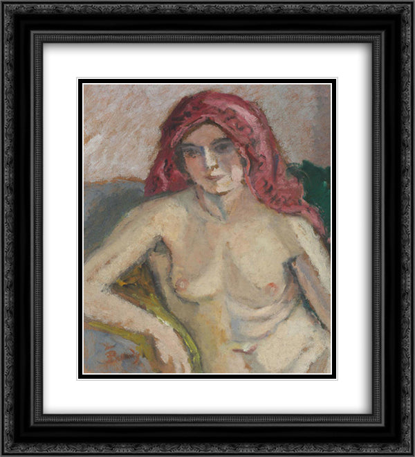 Odalisque 20x22 Black Ornate Wood Framed Art Print Poster with Double Matting by Pallady, Theodor