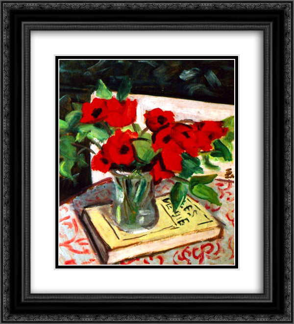 Red Flowers 20x22 Black Ornate Wood Framed Art Print Poster with Double Matting by Pallady, Theodor