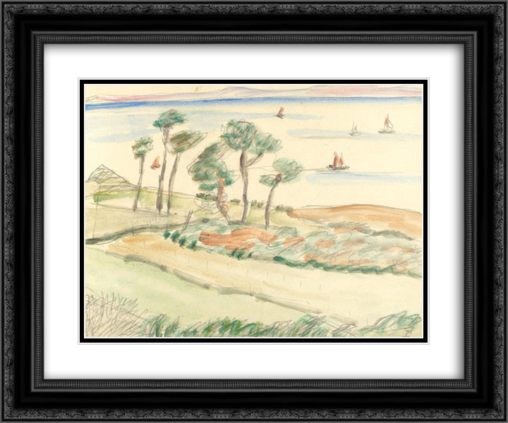 View Towards the Mediterranean Sea 24x20 Black Ornate Wood Framed Art Print Poster with Double Matting by Pallady, Theodor