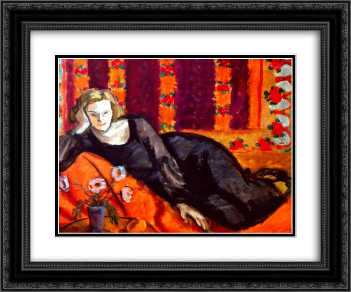 Woman in Black 24x20 Black Ornate Wood Framed Art Print Poster with Double Matting by Pallady, Theodor