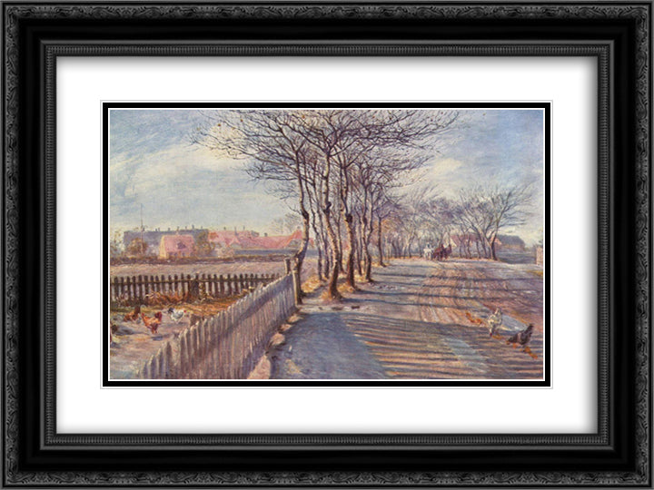 An Avenue in Kastrup 24x18 Black Ornate Wood Framed Art Print Poster with Double Matting by Philipsen, Theodor