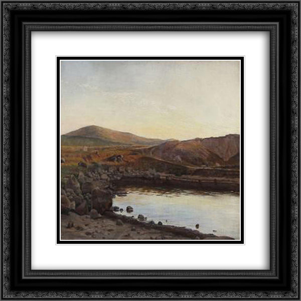 Fra Jyderup. Studie Til En Vandingsscene 20x20 Black Ornate Wood Framed Art Print Poster with Double Matting by Philipsen, Theodor