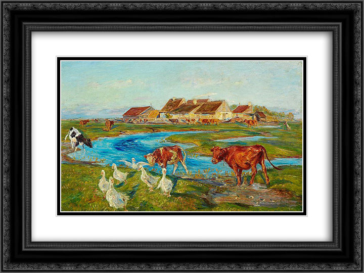 Homeward at milking-time. Evening. Saltholm 24x18 Black Ornate Wood Framed Art Print Poster with Double Matting by Philipsen, Theodor