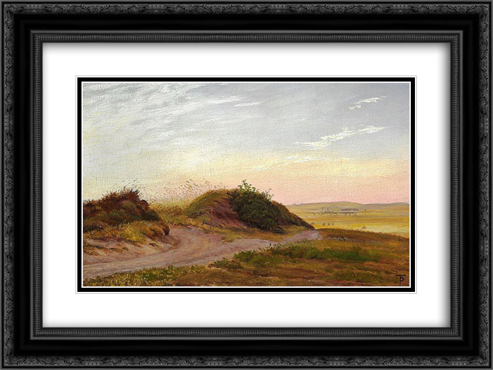 Jutlandic heath landscape 24x18 Black Ornate Wood Framed Art Print Poster with Double Matting by Philipsen, Theodor