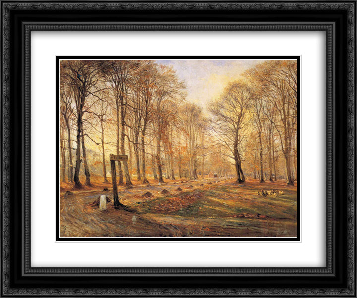 Late Autumn Day in the JÆ’gersborg Deer Park, North of Copenhagen 24x20 Black Ornate Wood Framed Art Print Poster with Double Matting by Philipsen, Theodor