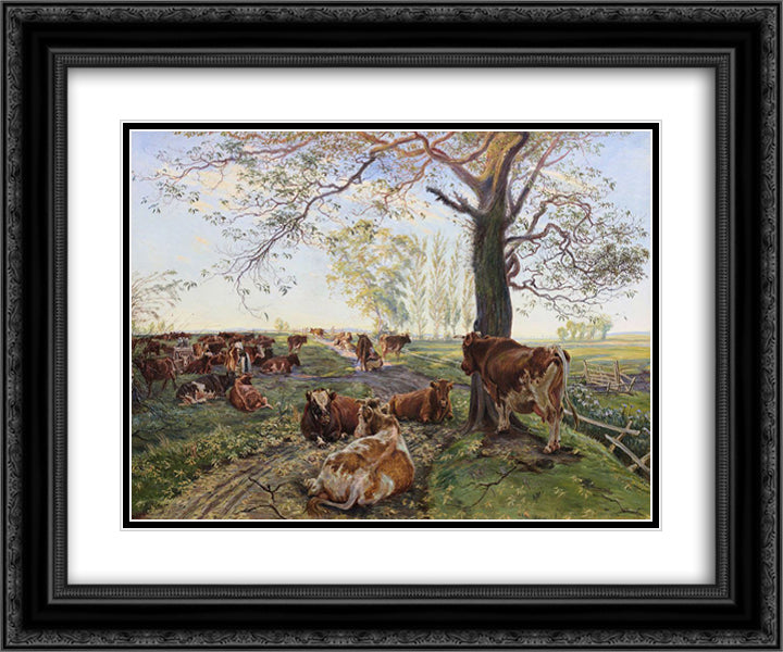 Malkeplads ved Dyrehavegard 24x20 Black Ornate Wood Framed Art Print Poster with Double Matting by Philipsen, Theodor