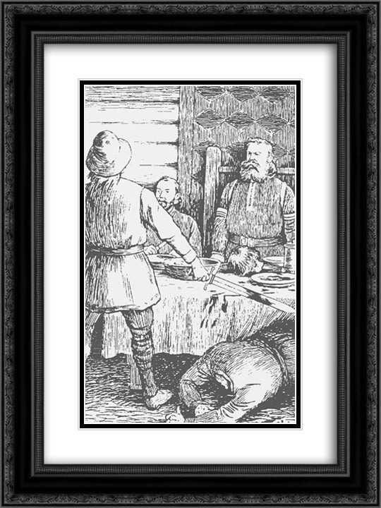 Asbjoern Sigurdssons Drap Paa Tore Sel 01 18x24 Black Ornate Wood Framed Art Print Poster with Double Matting by Kittelsen, Theodor Severin