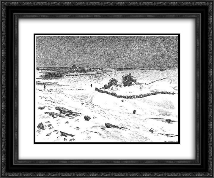 At the island Rost 24x20 Black Ornate Wood Framed Art Print Poster with Double Matting by Kittelsen, Theodor Severin