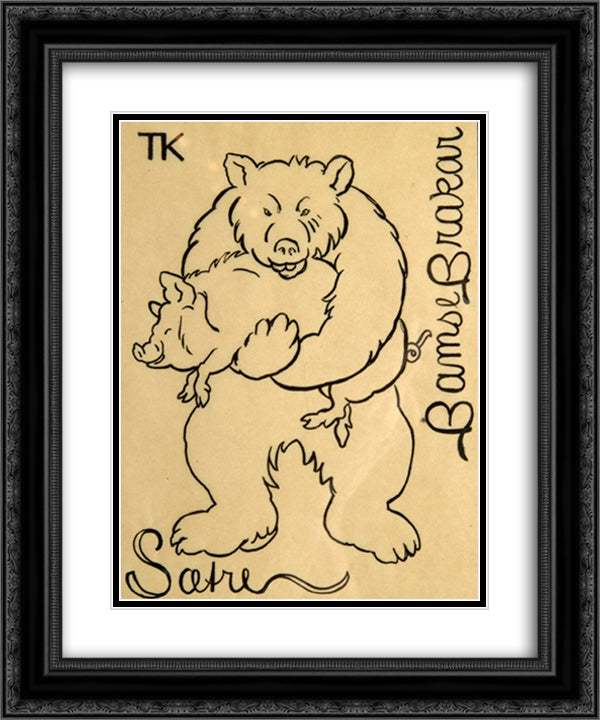 Bjoernen Og Reven 20x24 Black Ornate Wood Framed Art Print Poster with Double Matting by Kittelsen, Theodor Severin