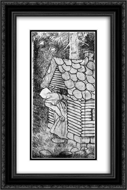 Bokskap 16x24 Black Ornate Wood Framed Art Print Poster with Double Matting by Kittelsen, Theodor Severin