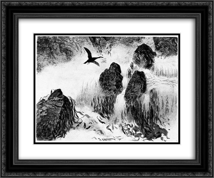 Brenning 24x20 Black Ornate Wood Framed Art Print Poster with Double Matting by Kittelsen, Theodor Severin