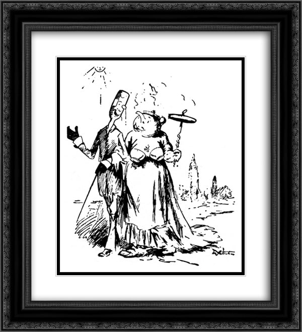 Couple 20x22 Black Ornate Wood Framed Art Print Poster with Double Matting by Kittelsen, Theodor Severin