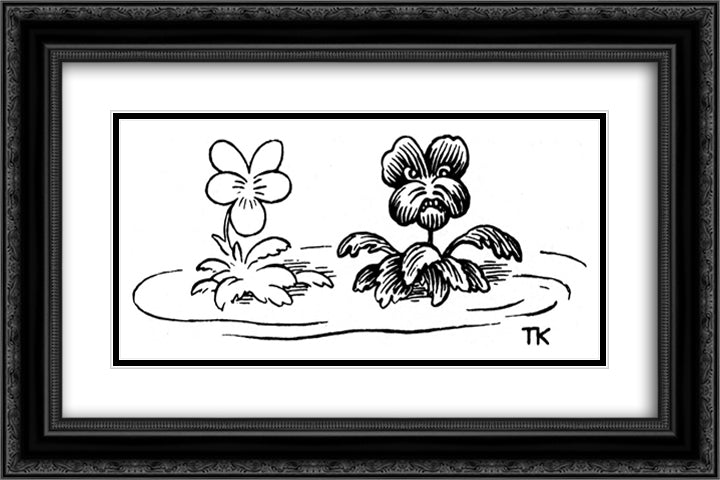 Daisies 24x16 Black Ornate Wood Framed Art Print Poster with Double Matting by Kittelsen, Theodor Severin