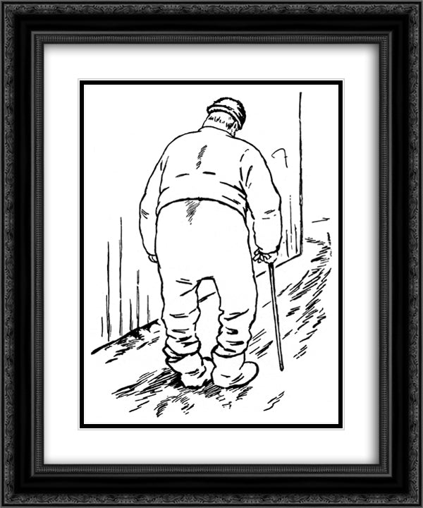 Det var nord i droebak 20x24 Black Ornate Wood Framed Art Print Poster with Double Matting by Kittelsen, Theodor Severin