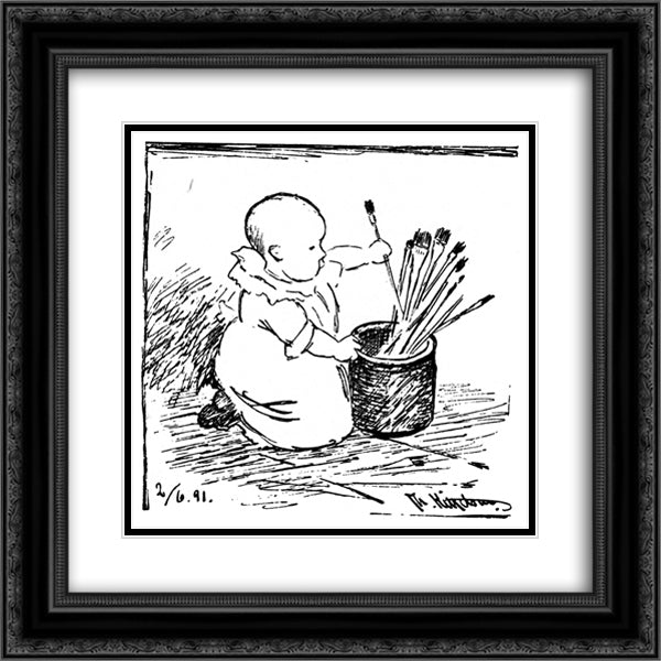 Dokka 20x20 Black Ornate Wood Framed Art Print Poster with Double Matting by Kittelsen, Theodor Severin