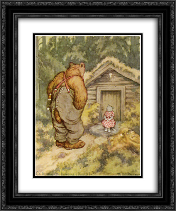 Er reveenken hjemme i kveld 20x24 Black Ornate Wood Framed Art Print Poster with Double Matting by Kittelsen, Theodor Severin