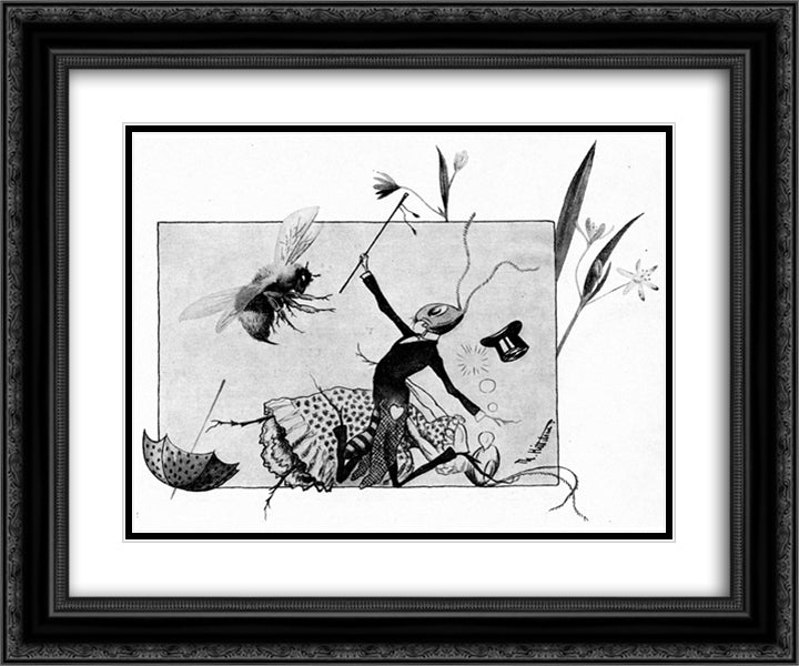 Et Overfall 24x20 Black Ornate Wood Framed Art Print Poster with Double Matting by Kittelsen, Theodor Severin