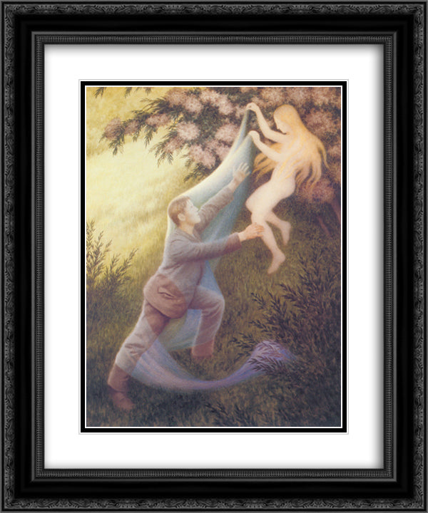 Fairy dream 20x24 Black Ornate Wood Framed Art Print Poster with Double Matting by Kittelsen, Theodor Severin